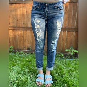 Philipp Plein boyfriend cut ripped jeans, size 26